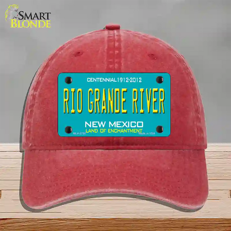 Rio Grande River New Mexico Teal Novelty License Plate Hat Unconstructed Cotton / Red