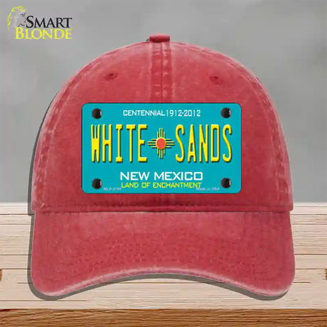 White Sands New Mexico Teal Novelty License Plate Hat Unconstructed Cotton / Red