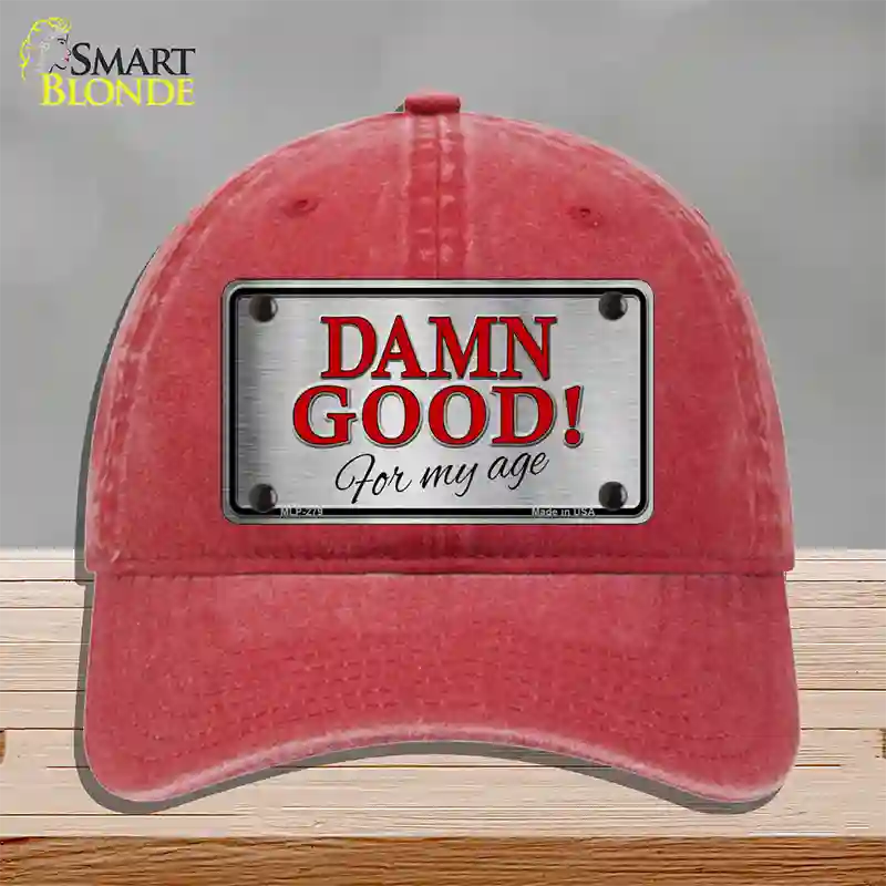 Damn Good Novelty License Plate Hat Unconstructed Cotton / Red