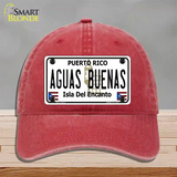 Aguas Buenas Puerto Rico Novelty License Plate Hat Unconstructed Cotton / Red