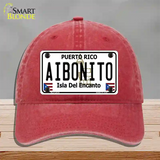 Aibonito Puerto Rico Novelty License Plate Hat Unconstructed Cotton / Red