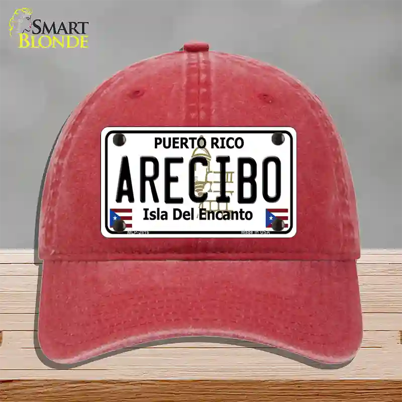 Arecibo Puerto Rico Novelty License Plate Hat Unconstructed Cotton / Red