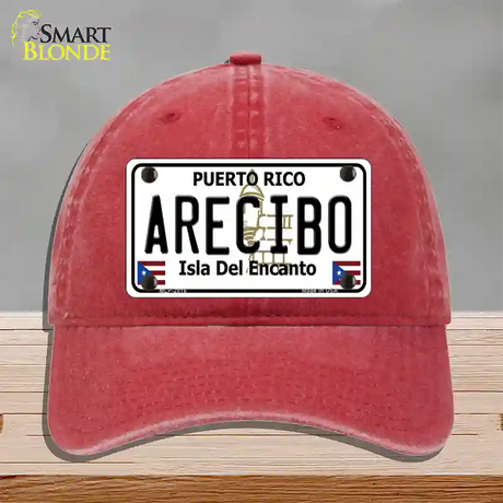 Arecibo Puerto Rico Novelty License Plate Hat Unconstructed Cotton / Red