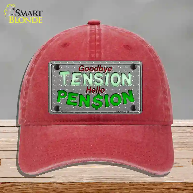 Tension Pension Novelty License Plate Hat Unconstructed Cotton / Red