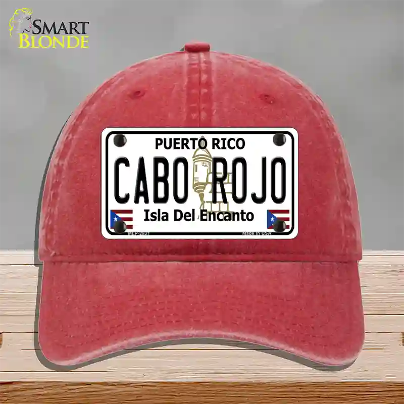 Cabo Rojo Novelty License Plate Hat Unconstructed Cotton / Red