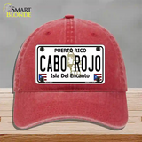 Cabo Rojo Novelty License Plate Hat Unconstructed Cotton / Red