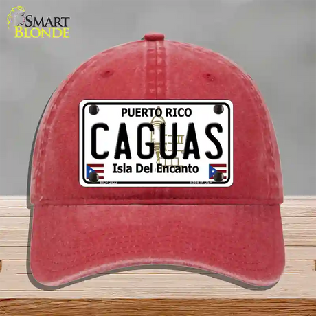 Caguas Novelty License Plate Hat Unconstructed Cotton / Red