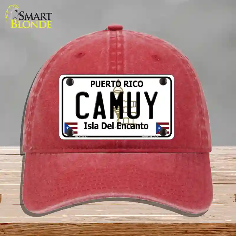 Camuy Novelty License Plate Hat Unconstructed Cotton / Red