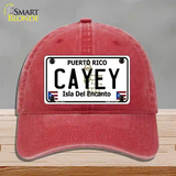 Cayey Puerto Rico Novelty License Plate Hat Unconstructed Cotton / Red