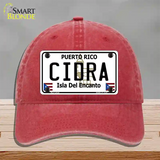 Cidra Novelty License Plate Hat Unconstructed Cotton / Red