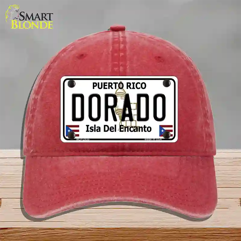 Dorado Novelty License Plate Hat Unconstructed Cotton / Red