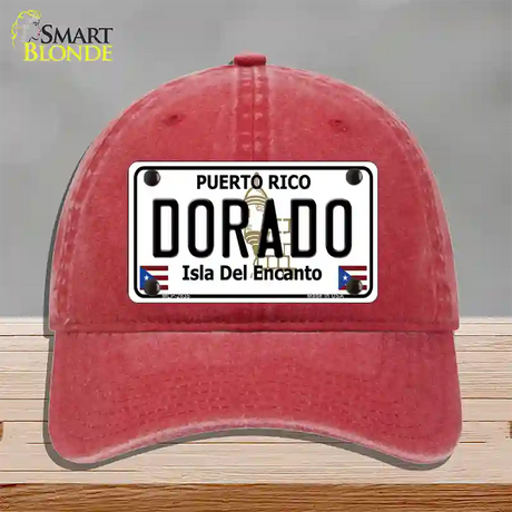 Dorado Novelty License Plate Hat Unconstructed Cotton / Red