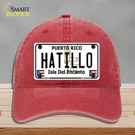 Hatillo Puerto Rico Novelty License Plate Hat Unconstructed Cotton / Red