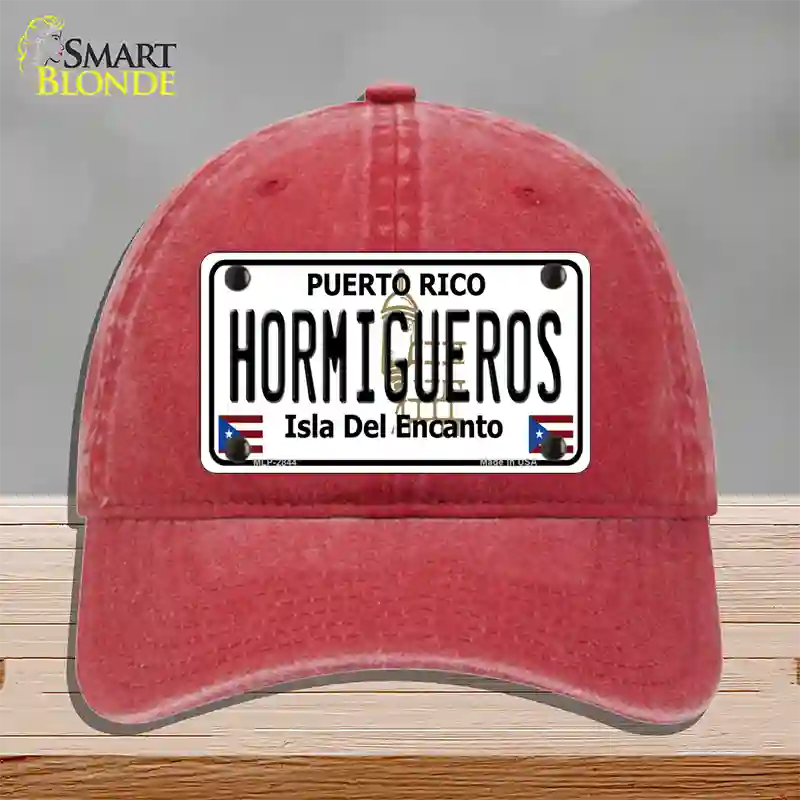 Hormiguesros Puerto Rico Novelty License Plate Hat Unconstructed Cotton / Red