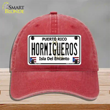 Hormiguesros Puerto Rico Novelty License Plate Hat Unconstructed Cotton / Red