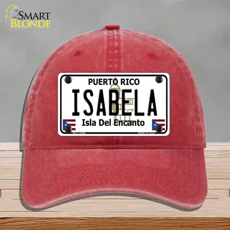 Isabela Puerto Rico Novelty License Plate Hat Unconstructed Cotton / Red