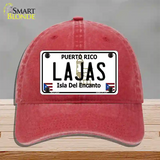 Lajas Puerto Rico Novelty License Plate Hat Unconstructed Cotton / Red