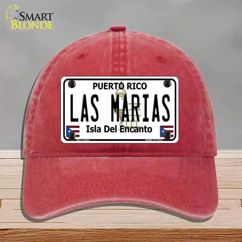 Las Marias Puerto Rico Novelty License Plate Hat Unconstructed Cotton / Red