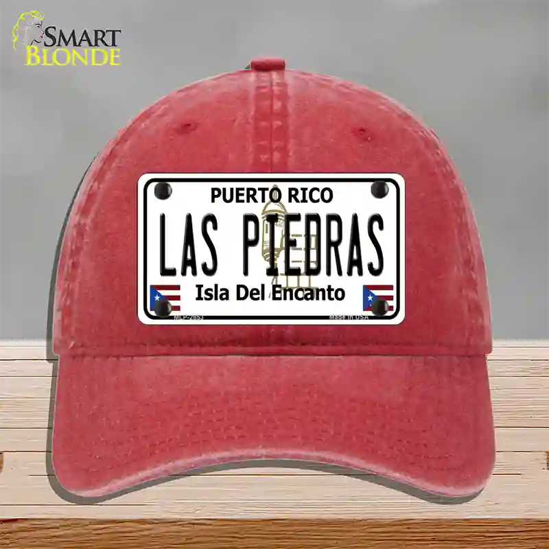 Las Piedras Puerto Rico Novelty License Plate Hat Unconstructed Cotton / Red