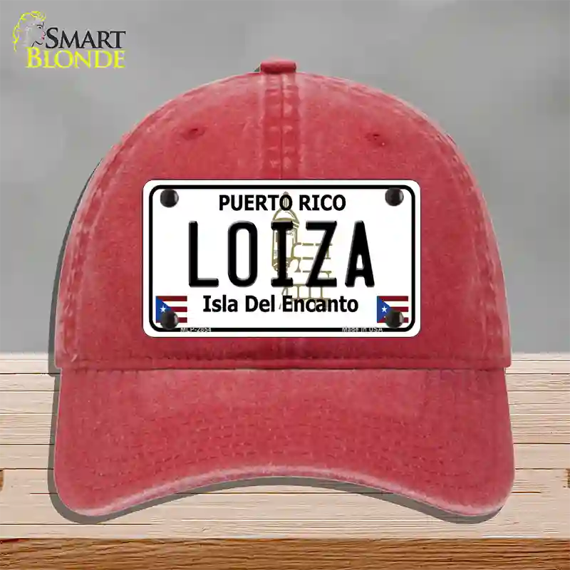 Loiza Puerto Rico Novelty License Plate Hat Unconstructed Cotton / Red