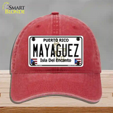 Mayaguez Puerto Rico Novelty License Plate Hat Unconstructed Cotton / Red