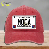 Moca Puerto Rico Novelty License Plate Hat Unconstructed Cotton / Red