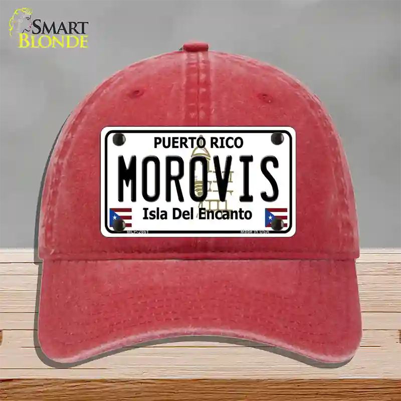 Morovis Puerto Rico Novelty License Plate Hat Unconstructed Cotton / Red