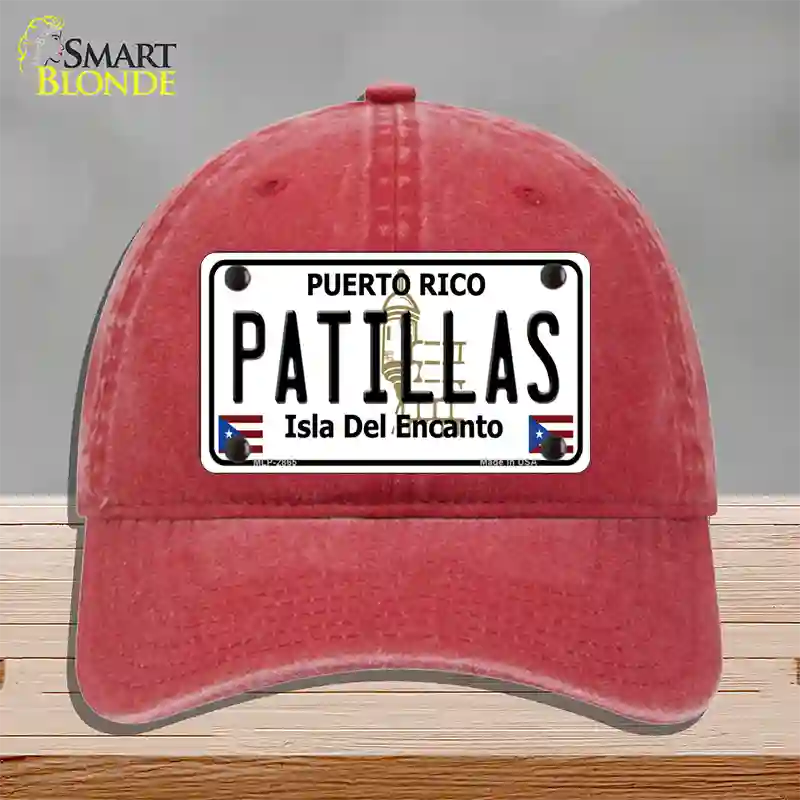 Patillas Puerto Rico Novelty License Plate Hat Unconstructed Cotton / Red