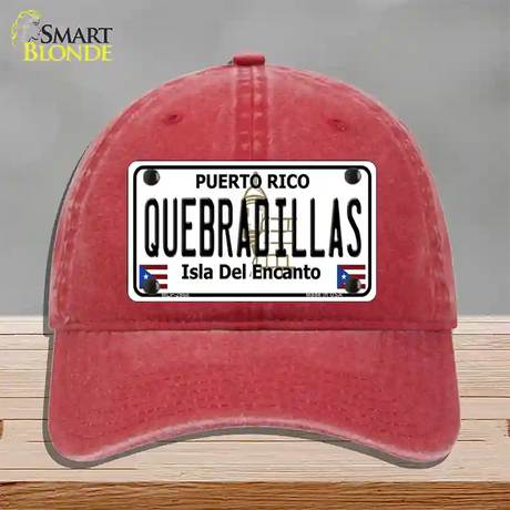 Quebradillas Puerto Rico Novelty License Plate Hat Unconstructed Cotton / Red