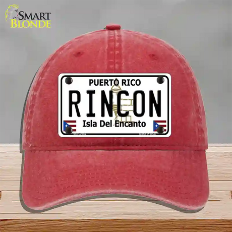 Rincon Puerto Rico Novelty License Plate Hat Unconstructed Cotton / Red