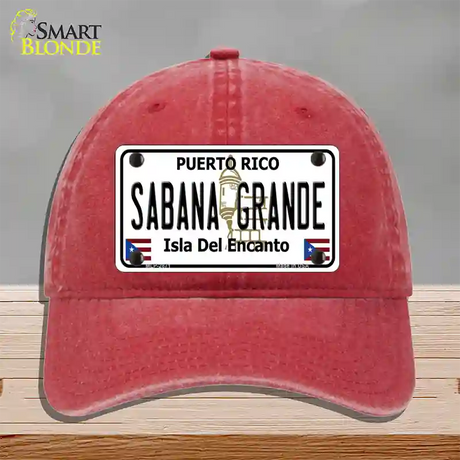 Sabana Grande Puerto Rico Novelty License Plate Hat Unconstructed Cotton / Red