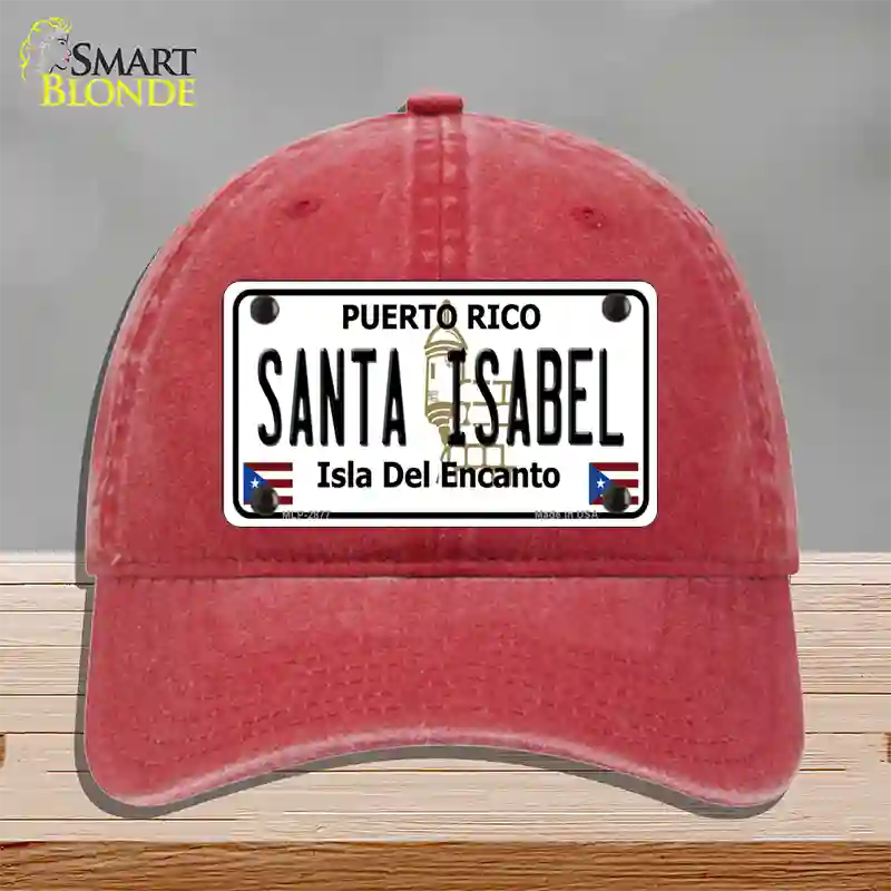 Santa Isabel Puerto Rico Novelty License Plate Hat Unconstructed Cotton / Red