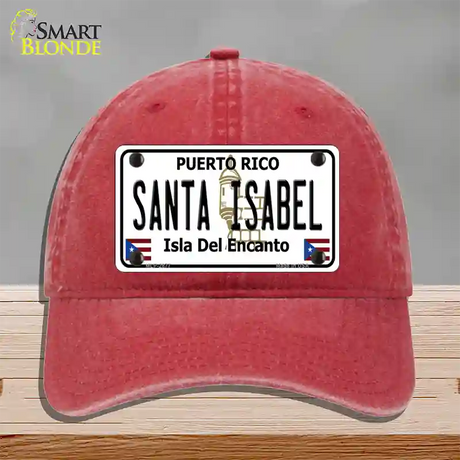 Santa Isabel Puerto Rico Novelty License Plate Hat Unconstructed Cotton / Red