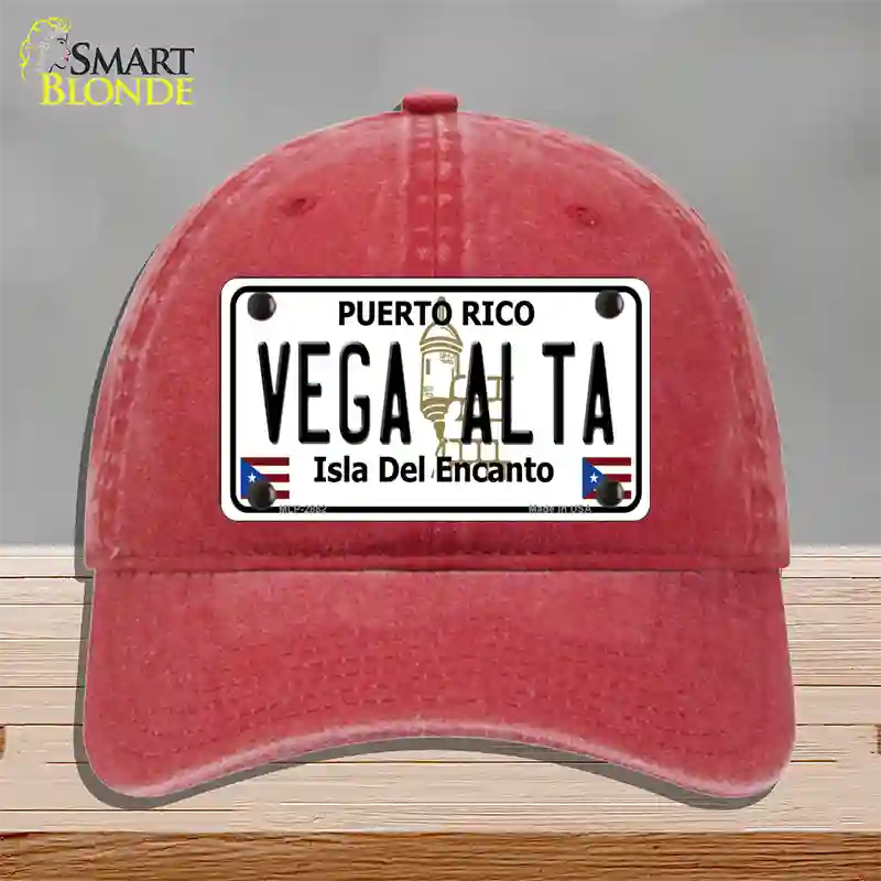 Vega Alta Puerto Rico Novelty License Plate Hat Unconstructed Cotton / Red