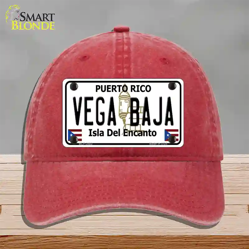 Vega Baja Puerto Rico Novelty License Plate Hat Unconstructed Cotton / Red