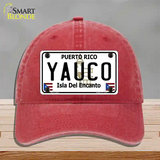 Yauco Puerto Rico Novelty License Plate Hat Unconstructed Cotton / Red