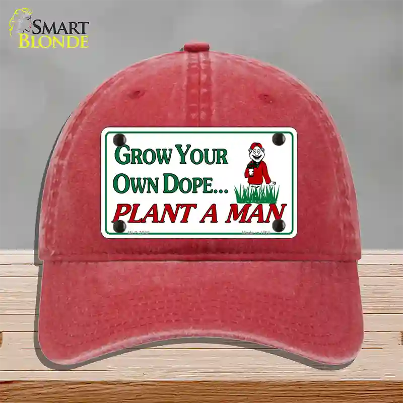 Grow Dope Novelty License Plate Hat Unconstructed Cotton / Red