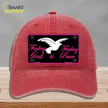 Finding God Finding Peace Black Novelty License Plate Hat Unconstructed Cotton / Red