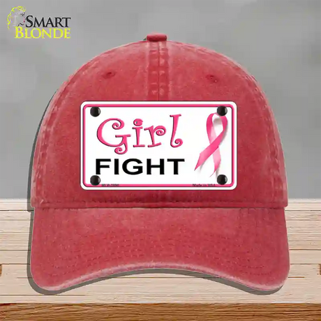 Girl Fight Novelty License Plate Hat Sign Unconstructed Cotton / Red