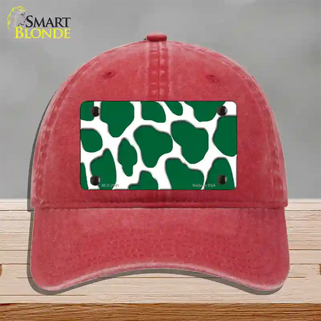 Green White Giraffe Novelty License Plate Hat Unconstructed Cotton / Red