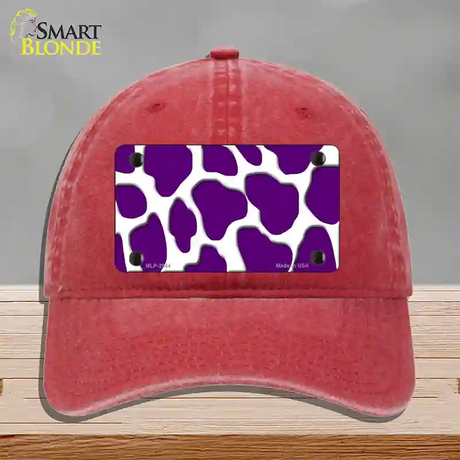 Purple White Giraffe Novelty License Plate Hat Unconstructed Cotton / Red