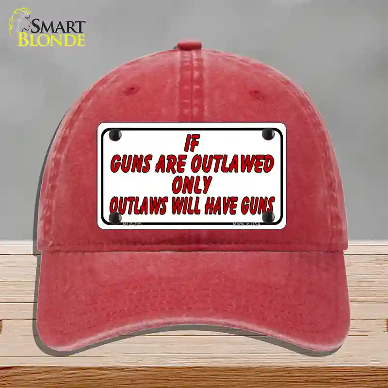 If Guns Are Outlawed Novelty License Plate Hat Unconstructed Cotton / Red