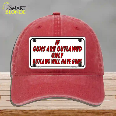 If Guns Are Outlawed Novelty License Plate Hat Unconstructed Cotton / Red