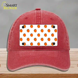 Orange White Polka Dot Novelty License Plate Hat Unconstructed Cotton / Red