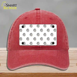 Grey White Polka Dot Novelty License Plate Hat Unconstructed Cotton / Red