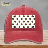 Brown White Polka Dot Novelty License Plate Hat Unconstructed Cotton / Red