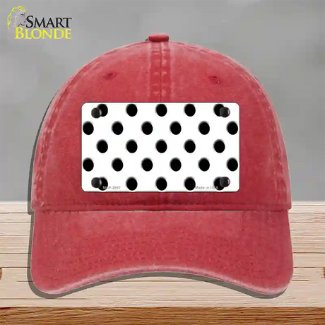 Black White Polka Dot Novelty License Plate Hat Unconstructed Cotton / Red