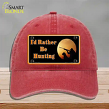 Id Rather Be Hunting Novelty License Plate Hat Unconstructed Cotton / Red