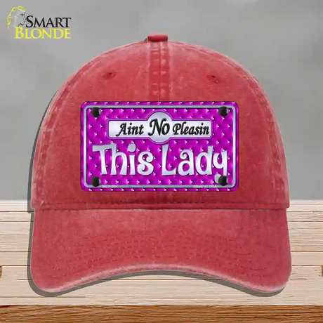 Aint No Pleasin This Lady Novelty License Plate Hat Unconstructed Cotton / Red