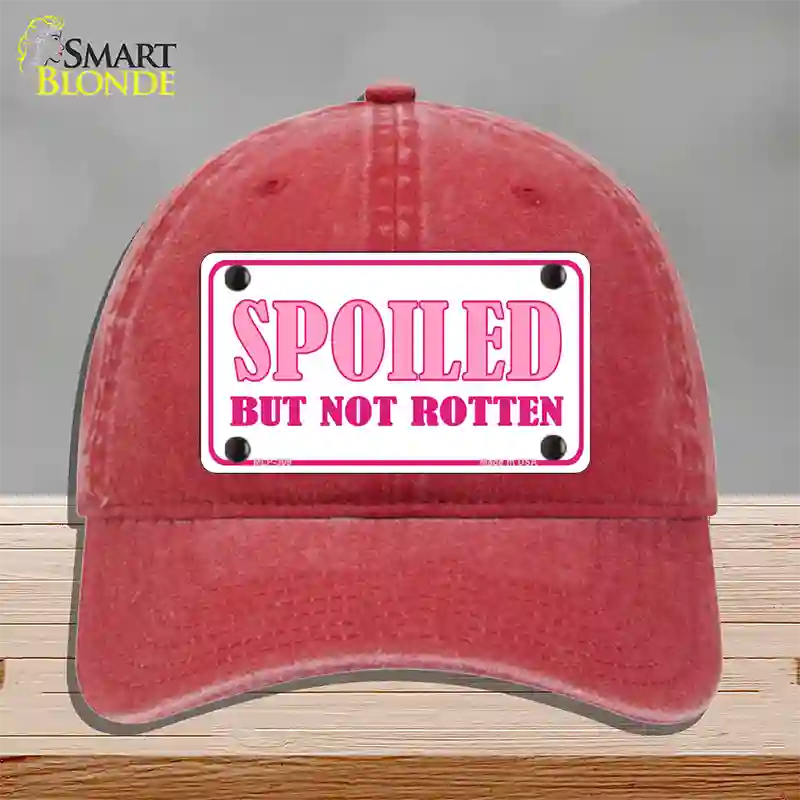 Spoiled But Not Rotten Novelty License Plate Hat Unconstructed Cotton / Red